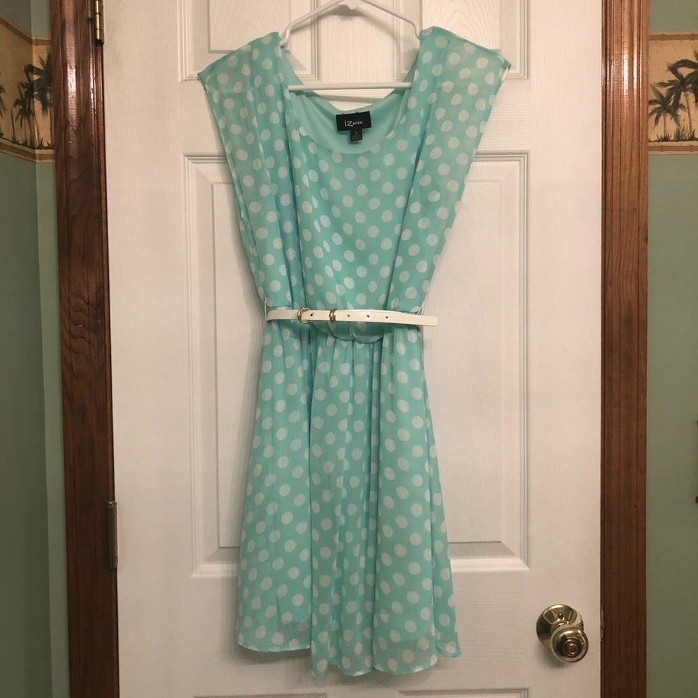 Mint Green Dress w/ White Polka Dots